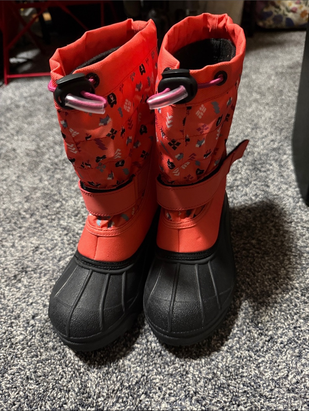 Columbia Kids Red and Black Winter Snow Boots